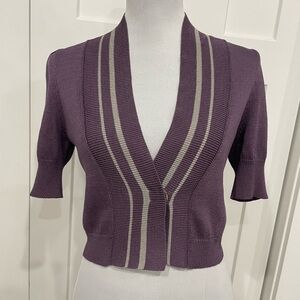 Brunello Cucinelli Cropped Cardigan Short Sleeve Medium Purple Gray One Button